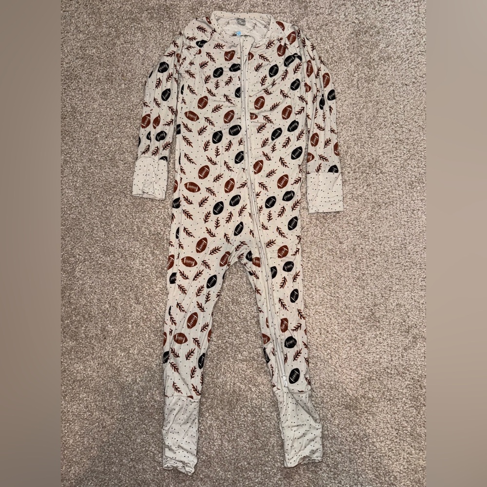 Little One Shop Bamboo Convertible Zip - Football print